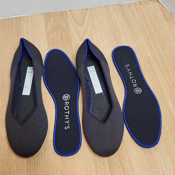 Rothys Grey Knit Round Toe Flats Women's size 8 like new - Picture 3 of 15